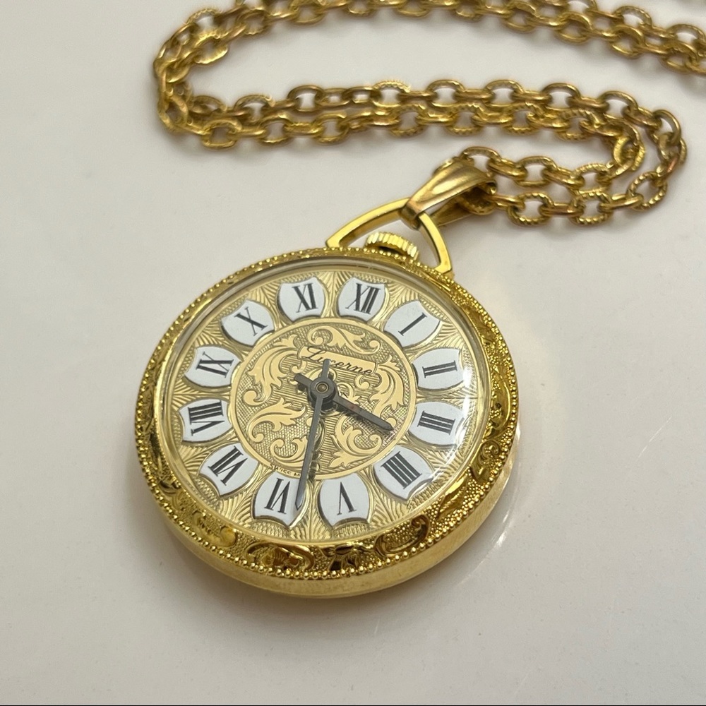 Lucerne Gold Pocket Watch Necklace - Picture 1 of 5